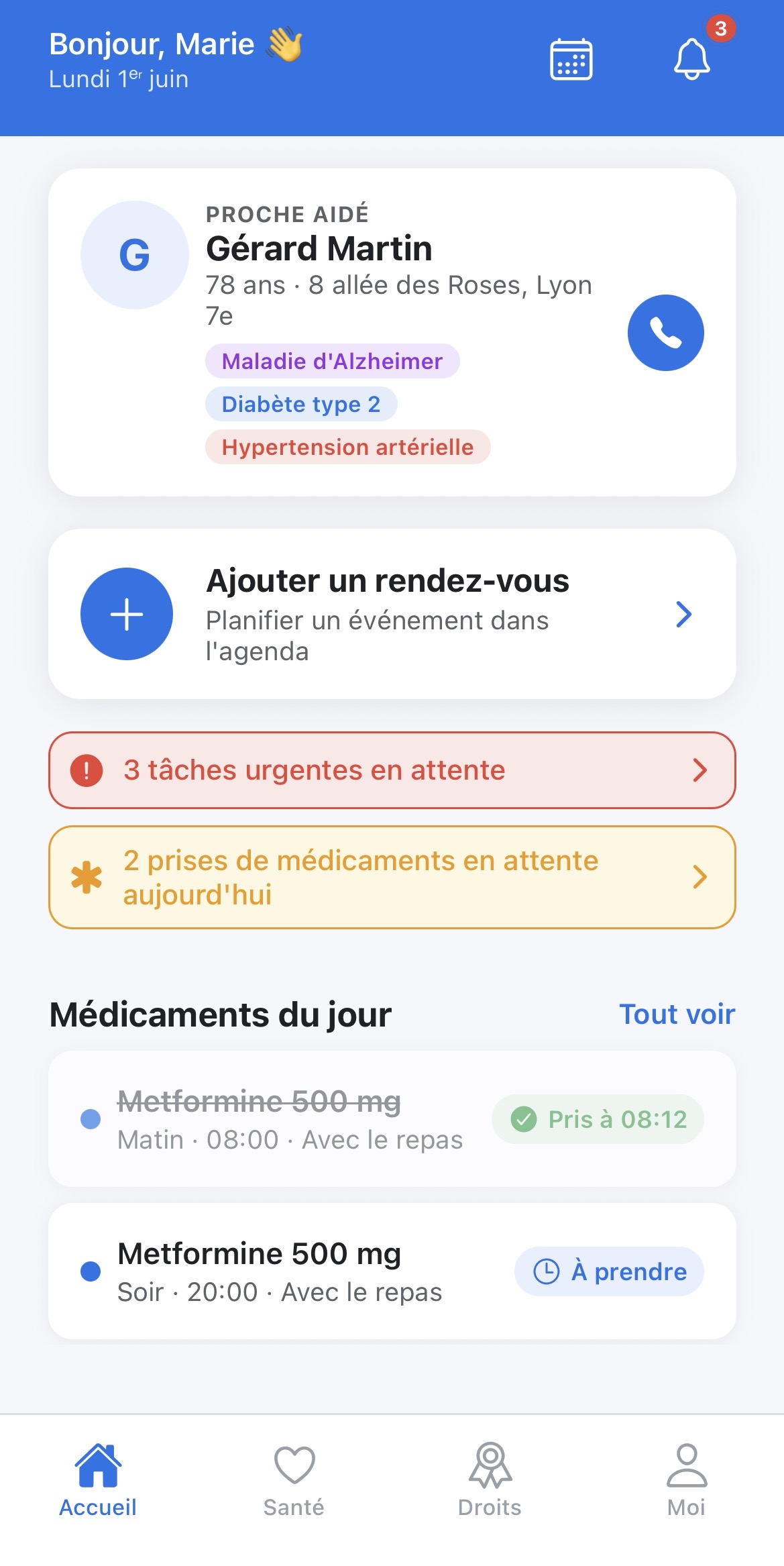 Aperçu de l'application AidantMieux